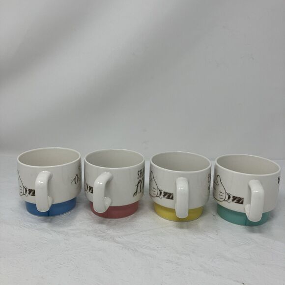 Disney Mickey Daiso Colorful Mug Red Blue Green Yellow stackable vintage - Picture 10 of 13